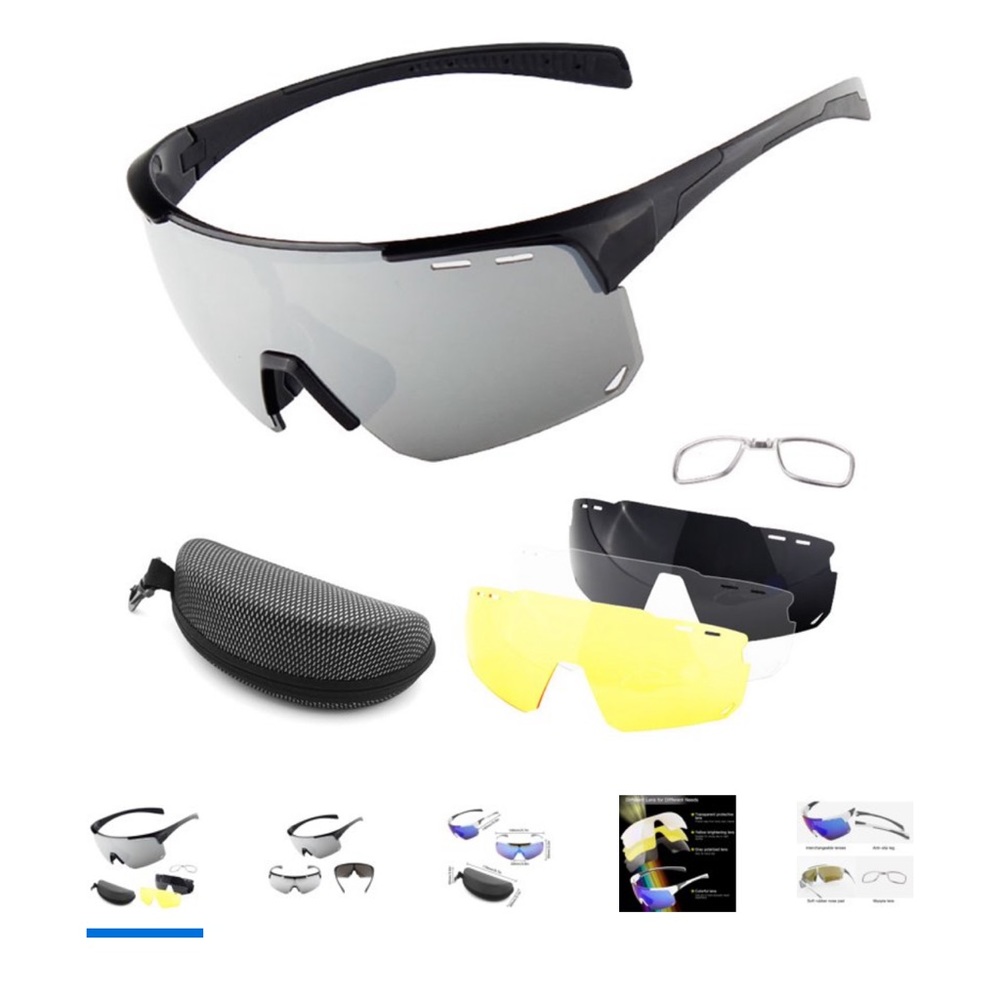 Tomshoo Cycling Glasses with 3 Interchangeable Lenses UV400 Sports Sunglasses